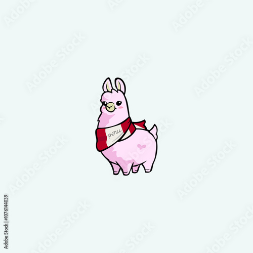 cartoon llama with cute eyes. eps10