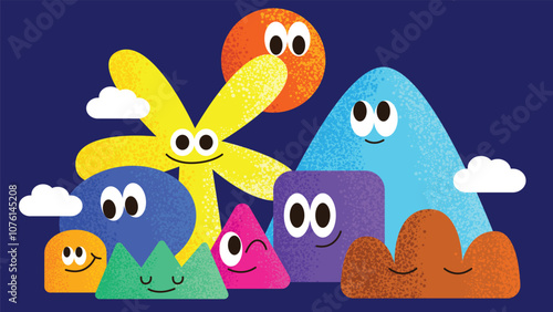Cute abstract shape cartoon character illustration