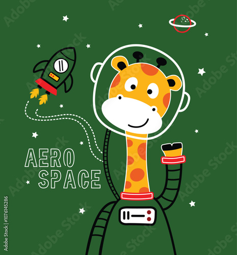 cartoon giraffe austronaut, vector illustration design graphic.