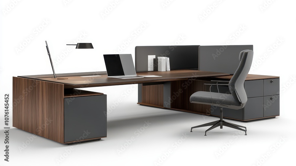 Modern Office Desk with Chair and Laptop. Modern Office Desk with Chair and Laptop.