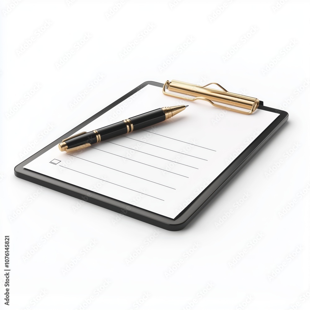 Office Essentials: Clipboard and Pen on Clean Surface - Made with Generative AI Office Essentials: Clipboard and Pen on Clean Surface - Made with Generative AI