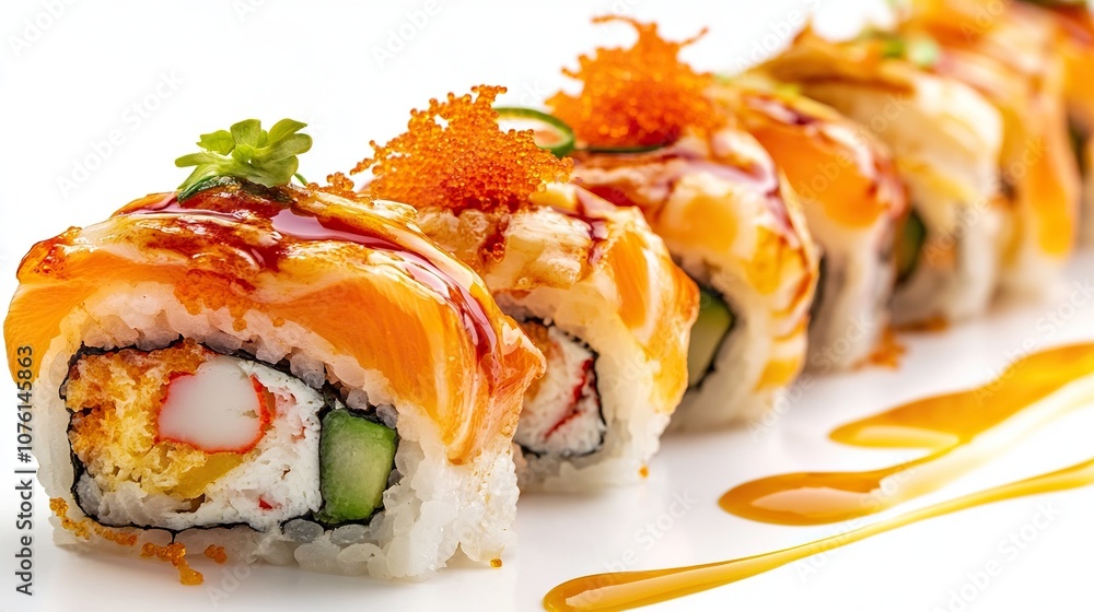 Sushi roll with vegetable isolated on white background --ar 16:9 --v 6.1 Job ID: 05775b92-b60d-483b-bd67-6251f4e9b15f Sushi roll with vegetable isolated on white background --ar 16:9 --v 6.1 Job ID: 05775b92-b60d-483b-bd67-6251f4e9b15f