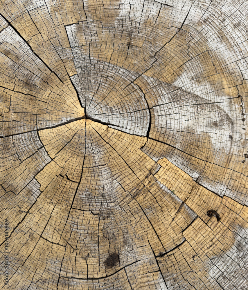 Fototapeta premium The image is a close up of a tree trunk with a lot of cracks and grooves