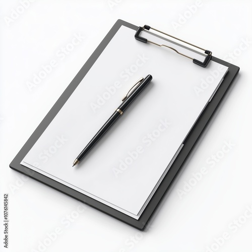 Wallpaper Mural Blank Clipboard and Pen on White Background - Made with Generative AI Torontodigital.ca