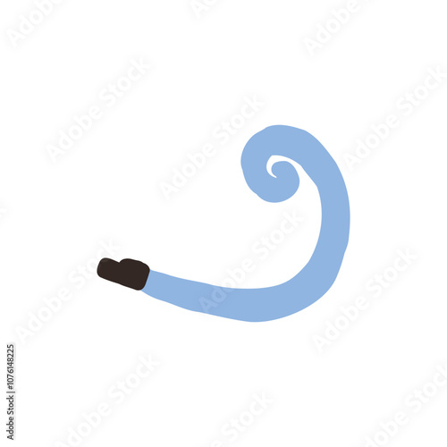 Simple illustration of a blue party blower with a spiral design. Perfect for festive events, celebrations, and party themes. Clean and minimalistic style enhances its playful and joyful feel