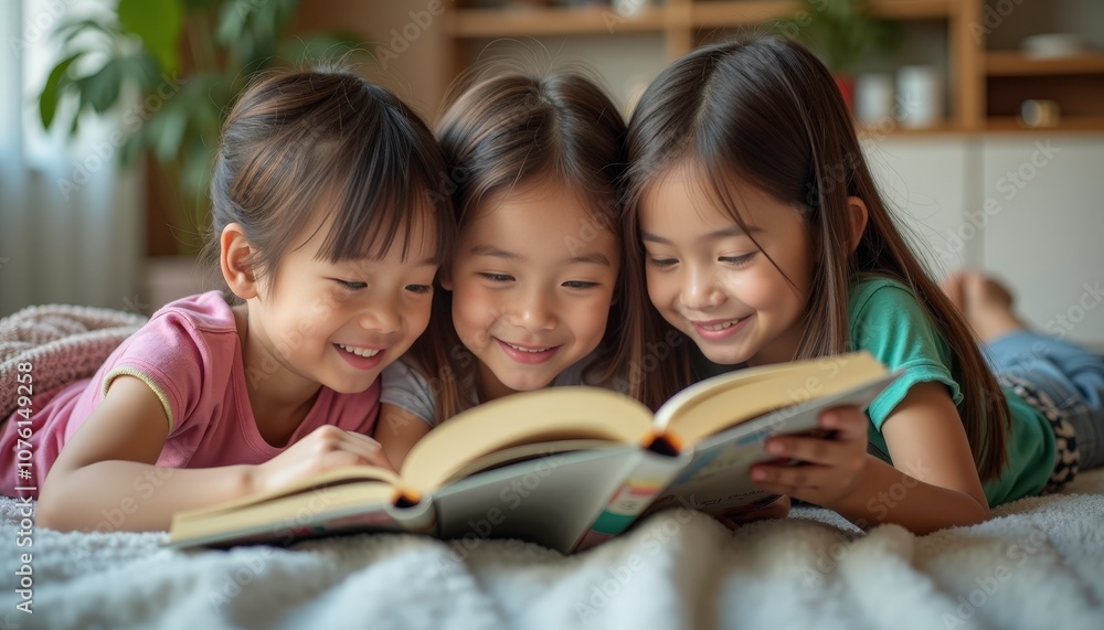 Siblings sharing favorite books while bonding together on Children’s Day promoting love for reading and learning. Siblings sharing favorite books while bonding together on Children’s Day promoting love for reading and learning.