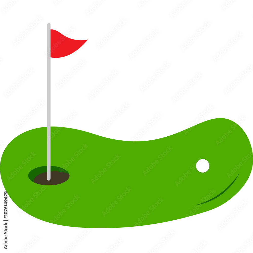 Golf Field Flag Red Grass Golf Field Flag Red Grass