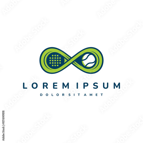 Padel ball and padel racket form the infinity symbol, the concept of infinite movement.
