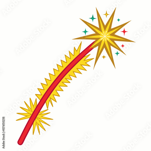 Glow Tinsel Line Art Vector on White Background