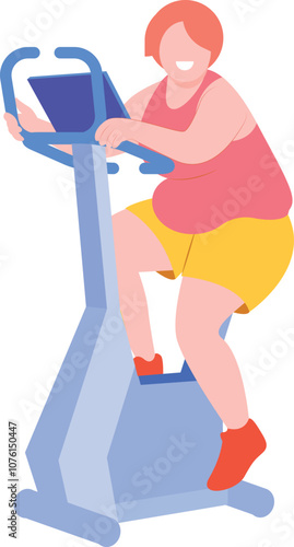 Overweight woman doing workout, wanting to lose weight, Girl is trying to get rid of excess weight with help of fit training and physical exercises. Modern Design Illustration, trends illustration. 