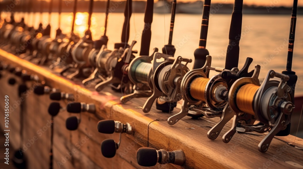 Fototapeta premium Fishing Reels at Sunset