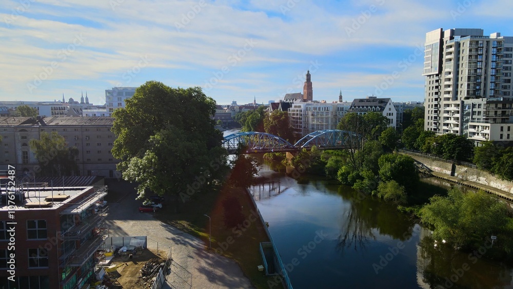 Obraz premium city Europe beautiful top view aerial photography of Wroclaw Poland