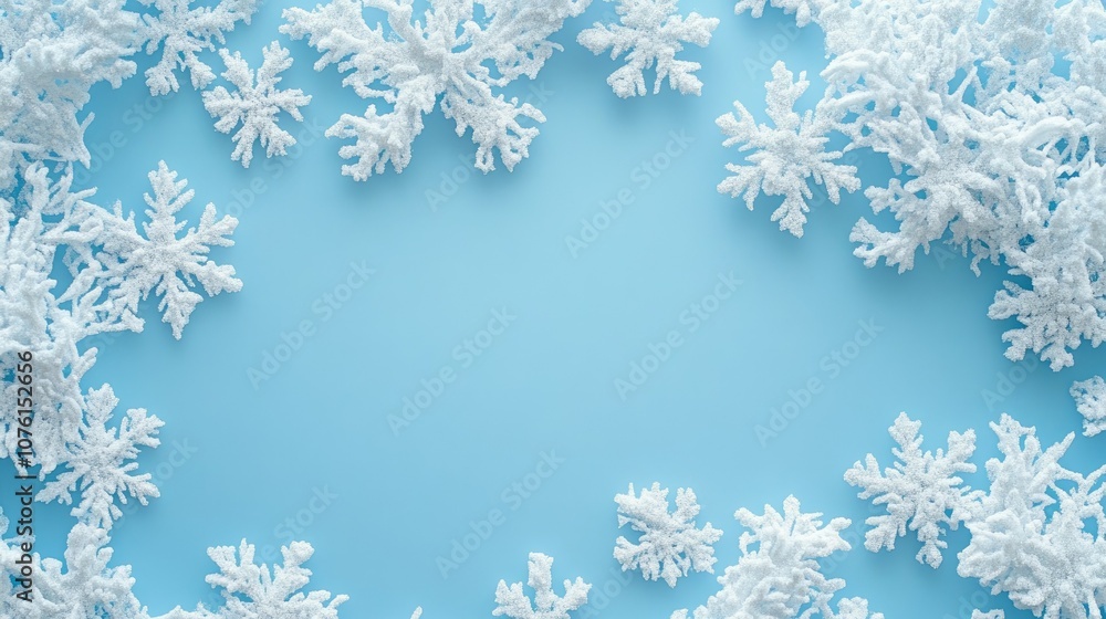 Snowflakes on Blue Background for Winter Themes Snowflakes on Blue Background for Winter Themes