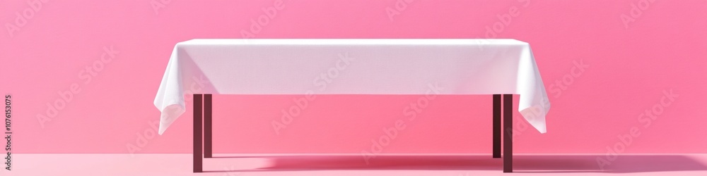 White Tablecloth on Pink Background White Tablecloth on Pink Background