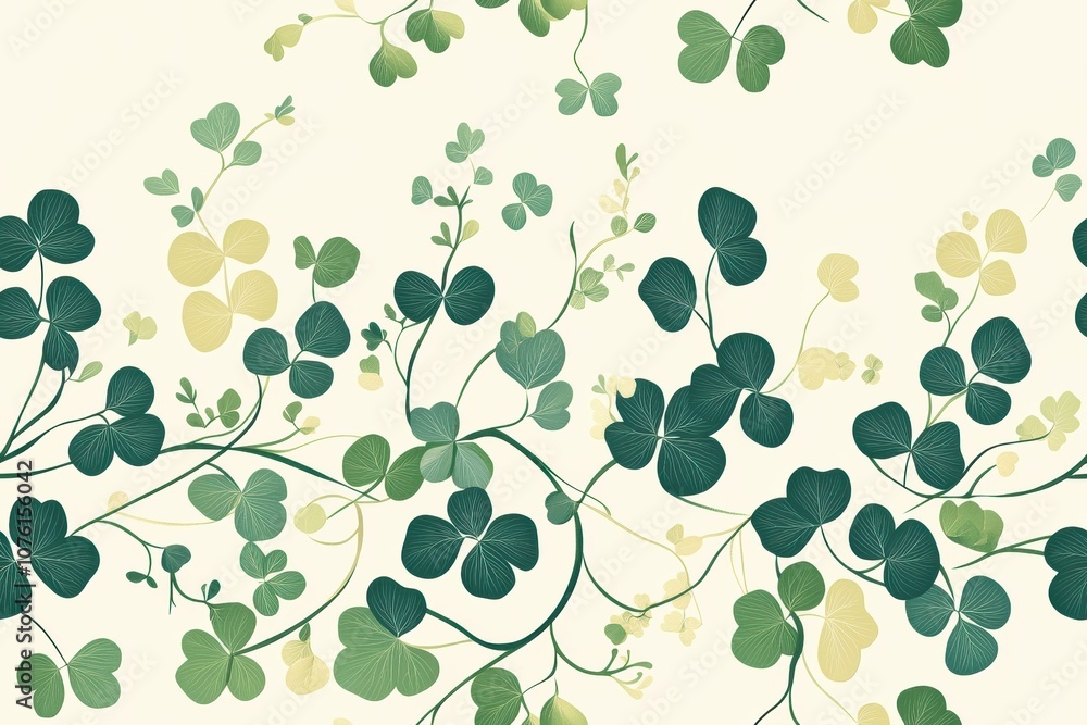 Fresh and Organic Vine Pattern with Clovers Fresh and Organic Vine Pattern with Clovers
