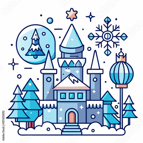 Winter Magic Line Art Vector