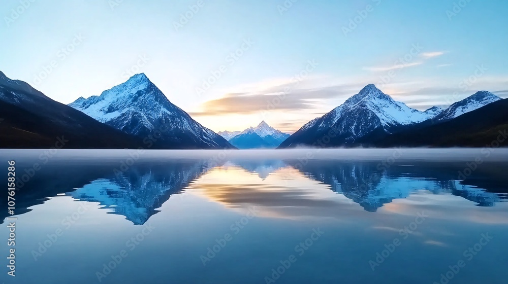 custom made wallpaper toronto digitalSerene Mountain Landscape at Dawn with Mist