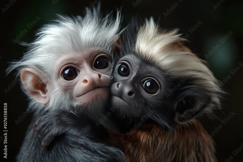 Monkey Day. Cute monkeys hug each other. Love for each other and for animals. Animal wallpapers. A postcard with a funny mammal. Monkey Day. Cute monkeys hug each other. Love for each other and for animals. Animal wallpapers. A postcard with a funny mammal.