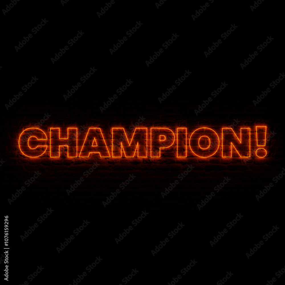 Neon CHAMPION With Dark Brick Background Neon CHAMPION With Dark Brick Background