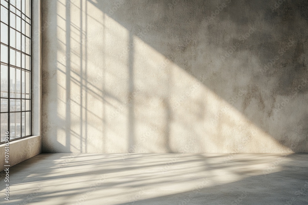 Obraz premium Empty Room with Window and Concrete Wall