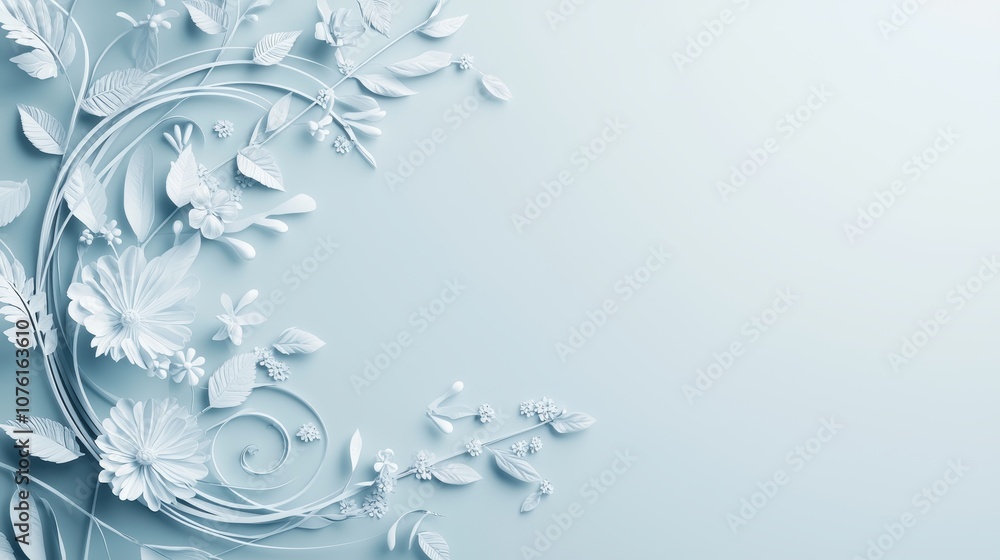 Delicate silver scrollwork forming a frame around a blank space, ideal for wedding invitations or elegant announcements.