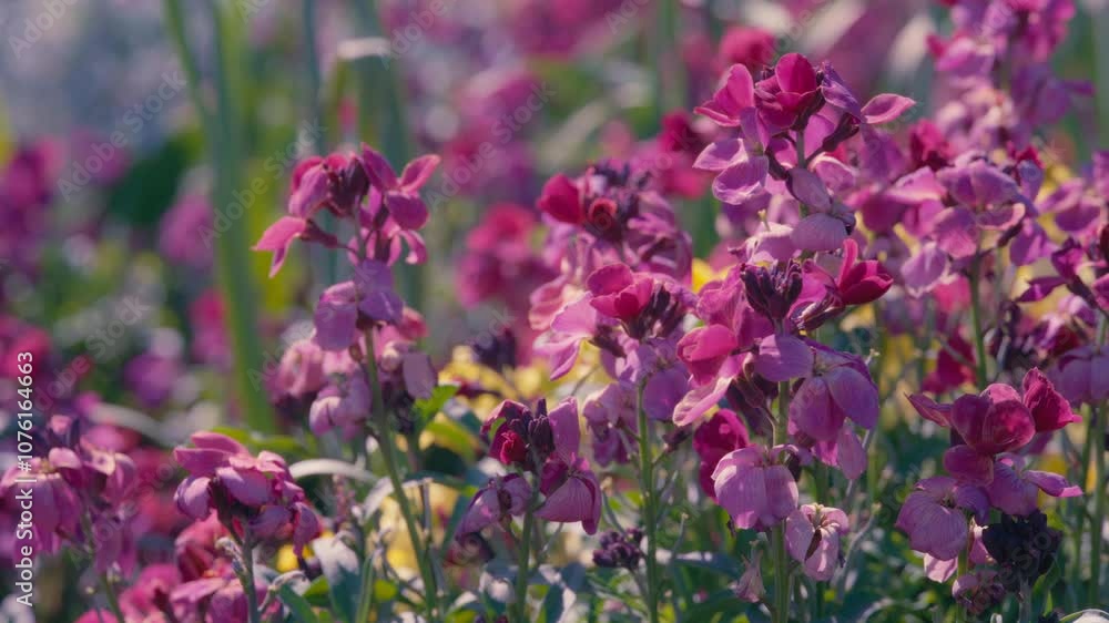 Pink flowers growing in the public garden. Slow motion. Pink flowers growing in the public garden. Slow motion.