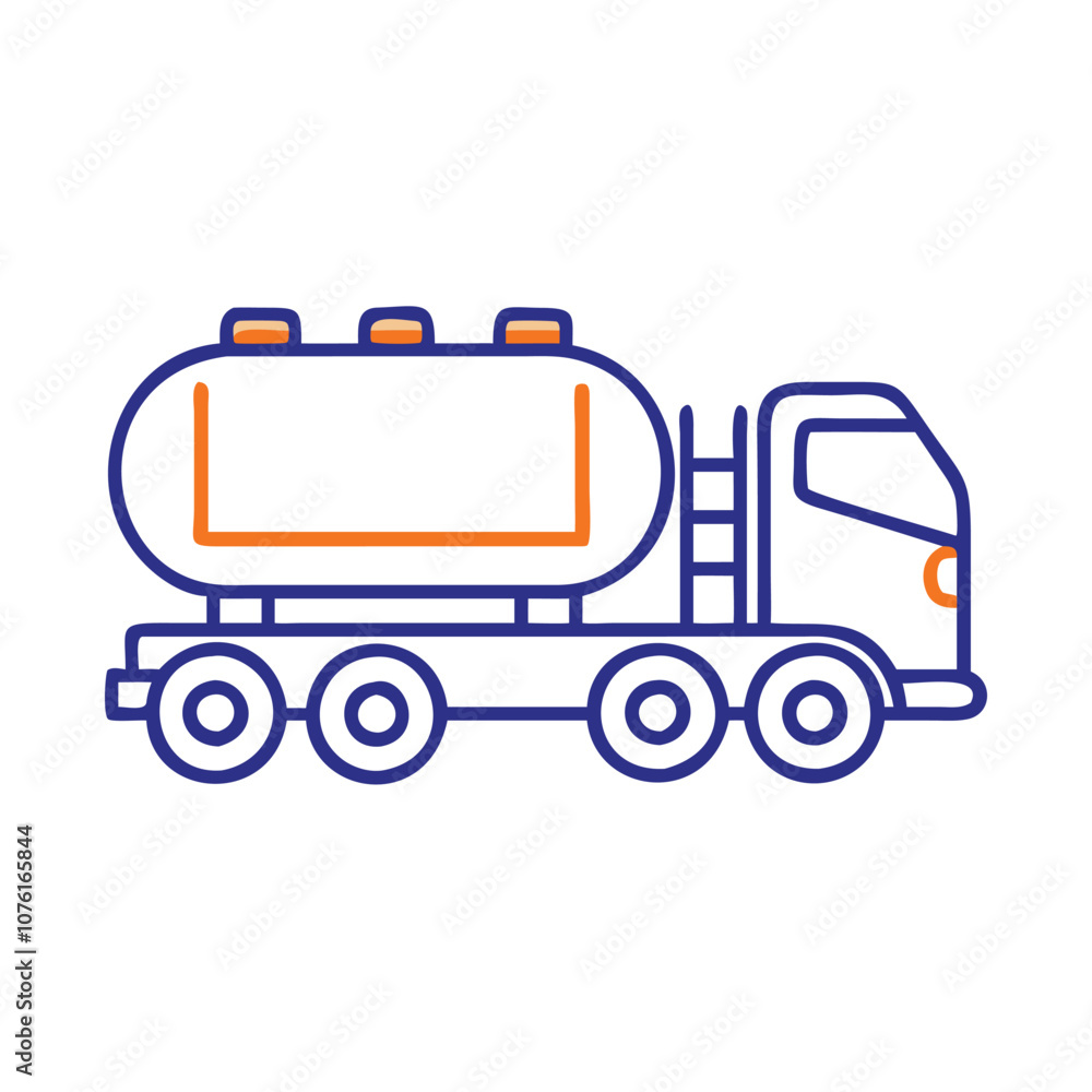 Fuel tanker truck vector icon, Flat vector icon of a fuel tanker truck, transporting liquids or fuel. Fuel tanker truck vector icon, Flat vector icon of a fuel tanker truck, transporting liquids or fuel.