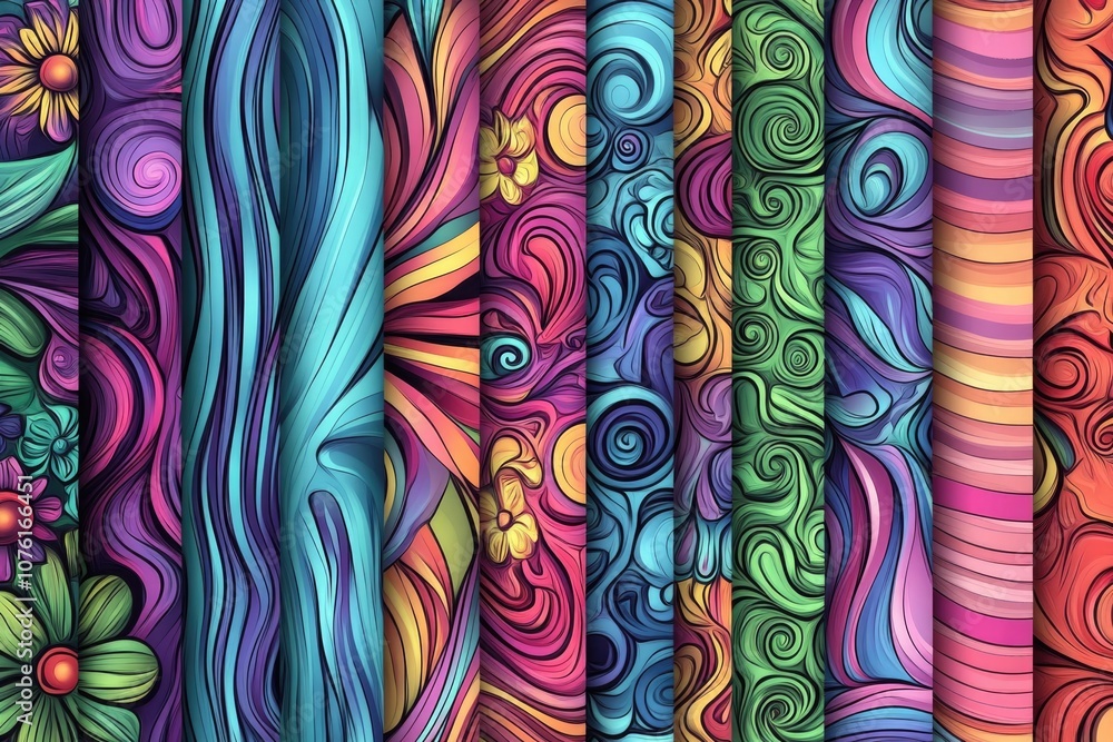 Multicolored papers with spiral designs Multicolored papers with spiral designs