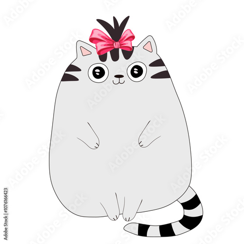 Cat girl with bow without background