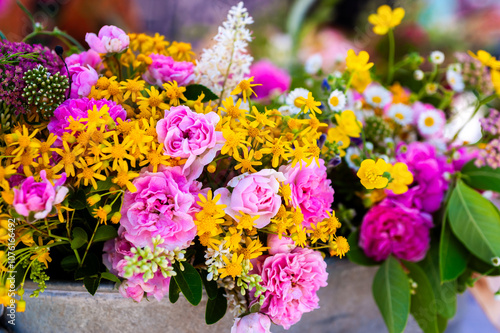 Wallpaper Mural A bouquet of fresh mixed flowers in a container. Torontodigital.ca
