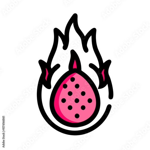 dragon fruit icon, fruits vector icon - simple vector illustration of a dragon fruit, in a simple and clean style, suitable for food and health themes. fruits flat illustration.