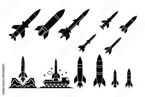 a bundle of huge number of ballistic missile and rocket