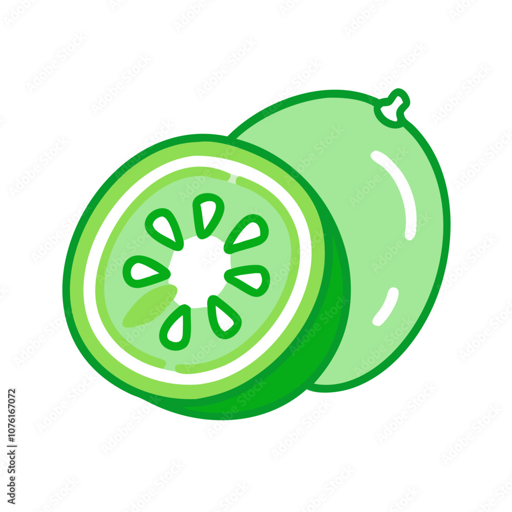 feijoa icon, fruits vector icon - simple vector illustration of a feijoa, in a simple and clean style, suitable for food and health themes. fruits flat illustration.