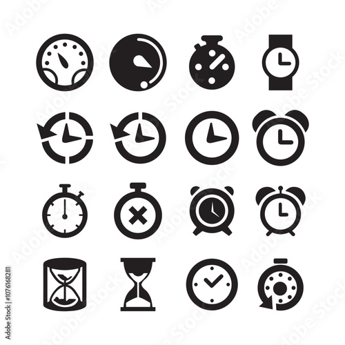 Timers icon set on white background.