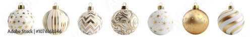 White gold 3d Christmas bauble ball png cut out element set photo