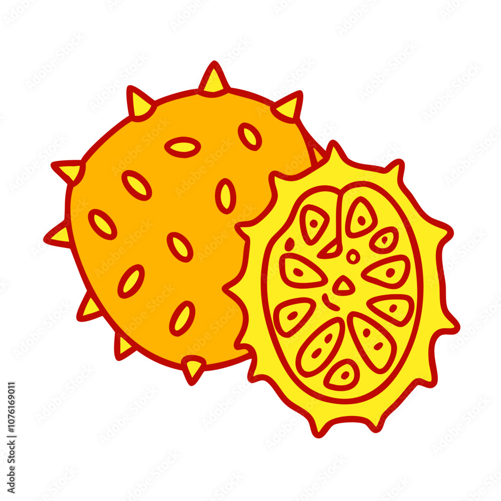 kiwano horned melon icon, fruits vector icon - simple vector illustration of a kiwano horned melon , in a simple and clean style, suitable for food and health themes. fruits flat illustration. kiwano horned melon icon, fruits vector icon - simple vector illustration of a kiwano horned melon , in a simple and clean style, suitable for food and health themes. fruits flat illustration.