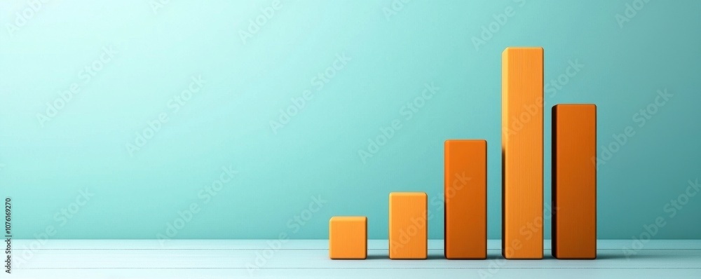 A minimalistic image showcasing orange bar graphs increasing in height against a light teal background, symbolizing growth and progress. A minimalistic image showcasing orange bar graphs increasing in height against a light teal background, symbolizing growth and progress.