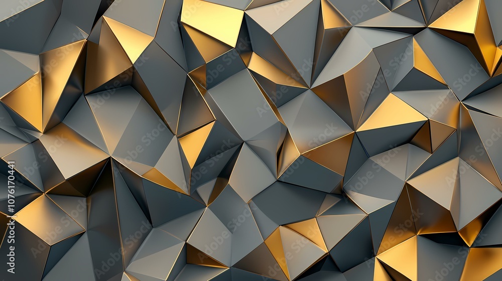A close-up of a textured surface made of gold and gray geometric shapes. A close-up of a textured surface made of gold and gray geometric shapes.