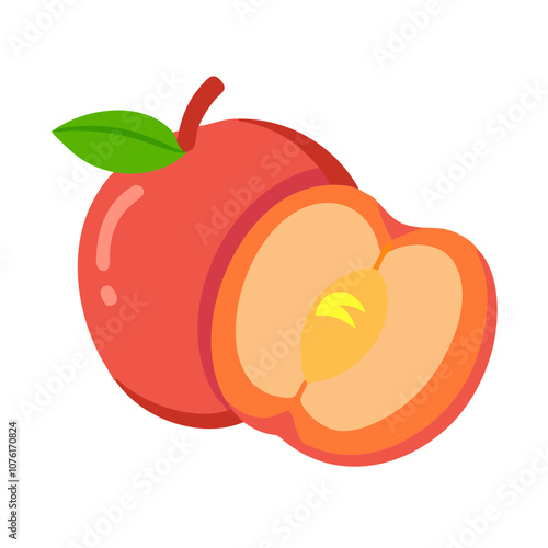 nectarine icon, fruits vector icon - simple vector illustration of a nectarine, in a simple and clean style, suitable for food and health themes. fruits flat illustration.