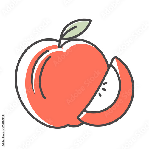 nectarine icon, fruits vector icon - simple vector illustration of a nectarine, in a simple and clean style, suitable for food and health themes. fruits flat illustration.