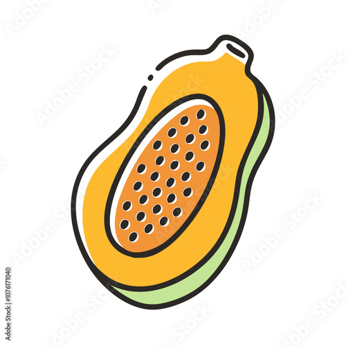 papaya icon, fruits vector icon - simple vector illustration of a papaya, in a simple and clean style, suitable for food and health themes. fruits flat illustration.