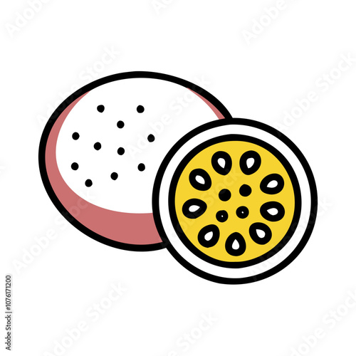 passion fruit icon, fruits vector icon - simple vector illustration of a passion fruit, in a simple and clean style, suitable for food and health themes. fruits flat illustration.