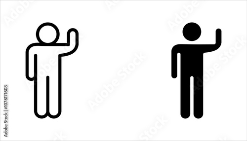 Hand wave icon set, waving hi or hello. vector illustration on white background