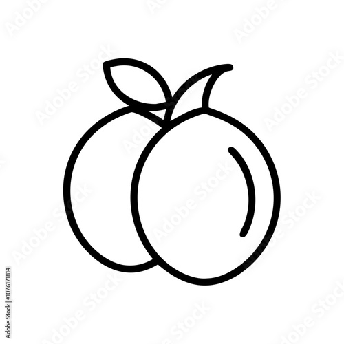 plum icon, fruits vector icon - simple vector illustration of a plum, in a simple and clean style, suitable for food and health themes. fruits flat illustration.