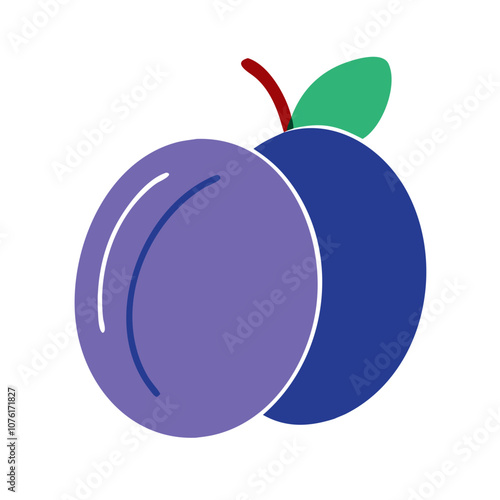 plum icon, fruits vector icon - simple vector illustration of a plum, in a simple and clean style, suitable for food and health themes. fruits flat illustration.