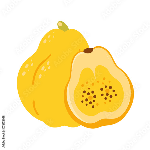 quince icon, fruits vector icon - simple vector illustration of a quince, in a simple and clean style, suitable for food and health themes. fruits flat illustration.