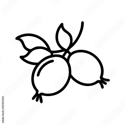 rosehip icon, fruits vector icon - simple vector illustration of a rosehip, in a simple and clean style, suitable for food and health themes. fruits flat illustration.