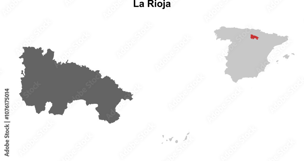 Obraz premium La Rioja blank outline map set