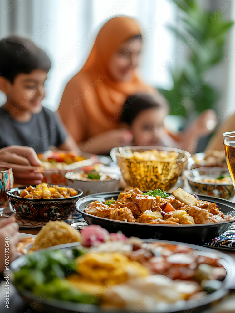 A Moslem family preparing traditional dishes for a Ramadan. Family Meal A Moslem family preparing traditional dishes for a Ramadan. Family Meal