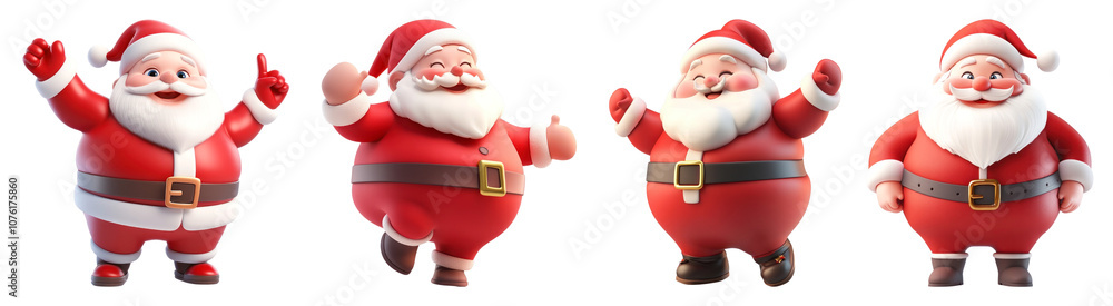 PNG cute 3d santa claus, element set on transparent background PNG cute 3d santa claus, element set on transparent background